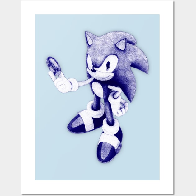 Sonic Pen Sketch Wall Art by masnono